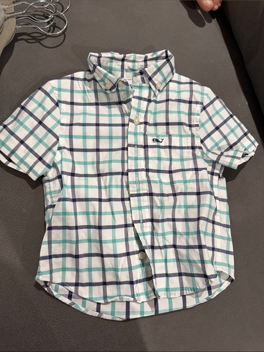 Vineyard Vines Short-Sleeve Button-Down Shirt - White, Navy & Teal